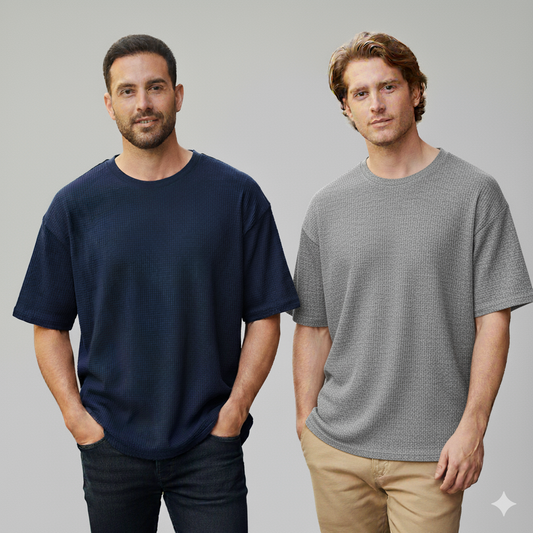 WAFFLE KNITTED TEES - PACK OF 2 -D5