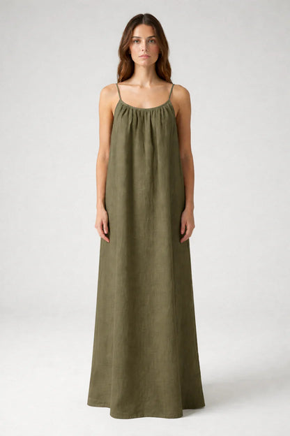 Premium Women's Linen STUNNING BACKLESS MAXI DRESS SBS-2