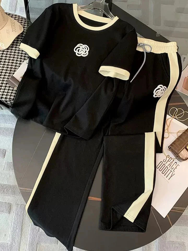 SOFT COTTON TRACKSUIT - BLACK FLOWER