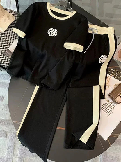 SOFT COTTON TRACKSUIT - BLACK FLOWER