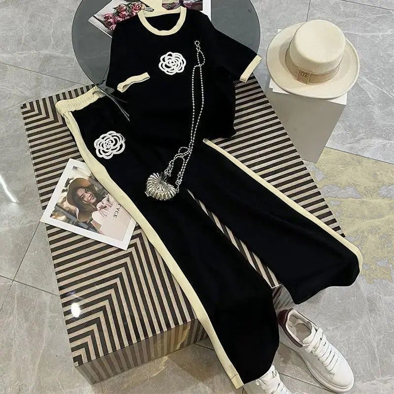 SOFT COTTON TRACKSUIT - BLACK FLOWER