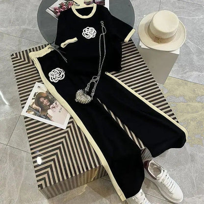 SOFT COTTON TRACKSUIT - BLACK FLOWER