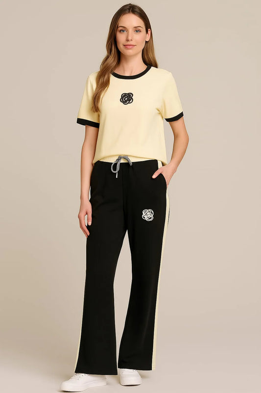 SOFT COTTON TRACKSUIT - WHITE FLOWER