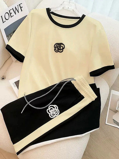 SOFT COTTON TRACKSUIT - WHITE FLOWER