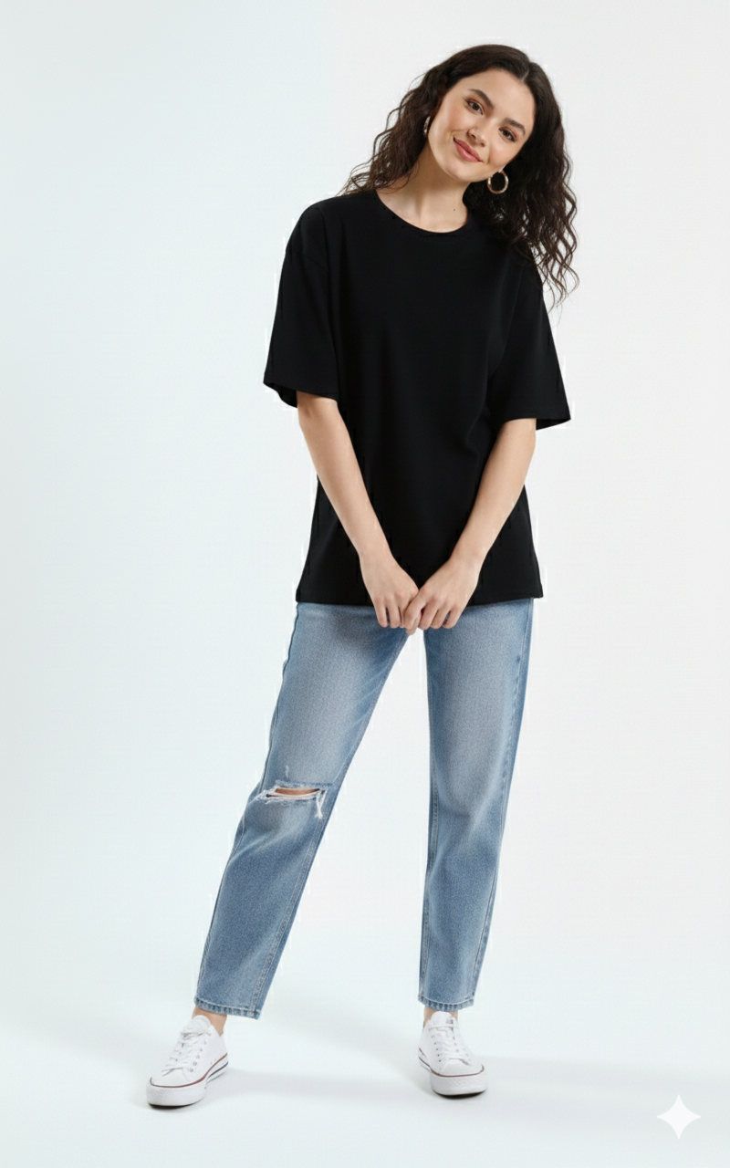 DROP SHOULDER T-SHIRT - BLACK