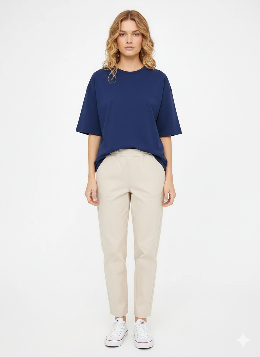 DROP SHOULDER T-SHIRT - NAVYBLUE