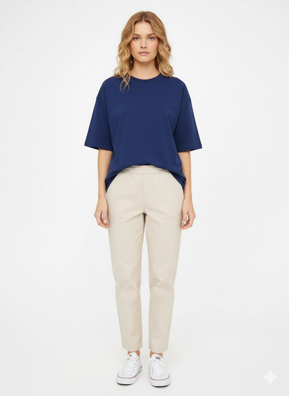 DROP SHOULDER T-SHIRT - NAVYBLUE