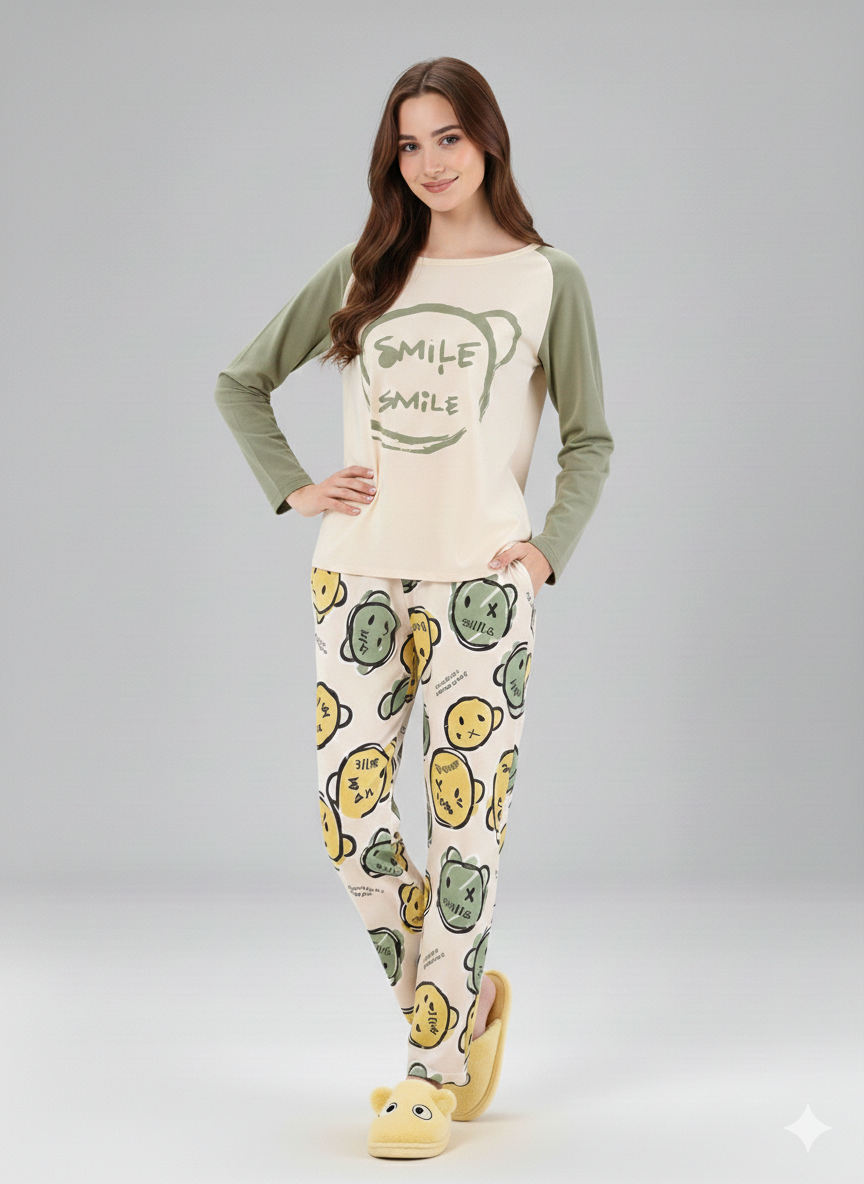 COZY BEAR PRINTED NIGHT SUIT