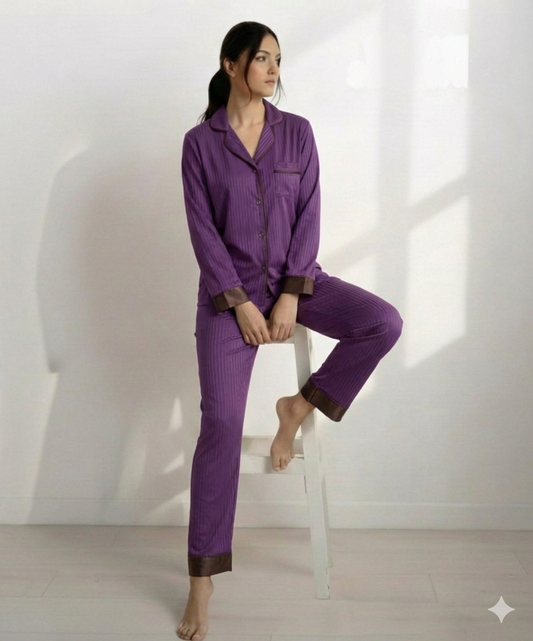 Digital Printed Button Down Night Suit - PNS-022