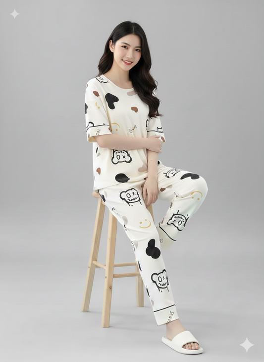 HAPPY DOODLES PRINTED NIGHT SUIT