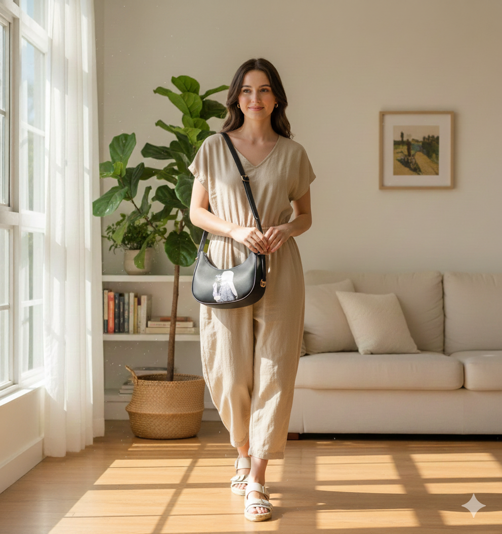 New Moon Style Hijab Printed Shoulder Bag