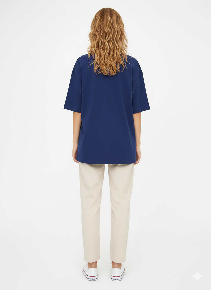 DROP SHOULDER T-SHIRT - NAVYBLUE