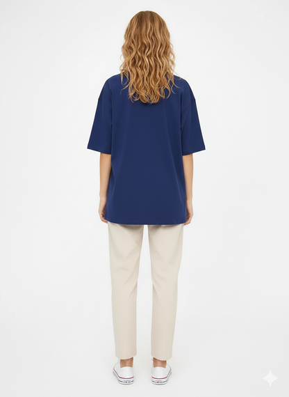 DROP SHOULDER T-SHIRT - NAVYBLUE