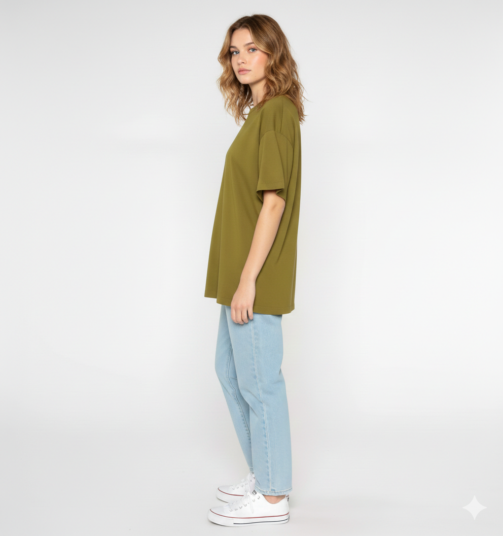 DROP SHOULDER T-SHIRT - OLIVE