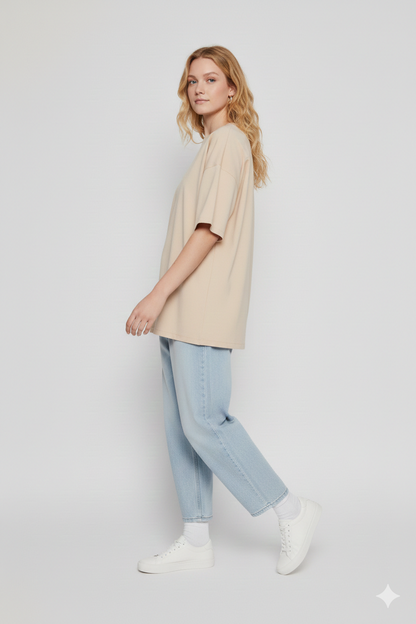 DROP SHOULDER T-SHIRT - BIEGE