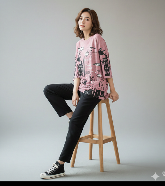 SR-PLANET PRINTED PJ SUIT - PINK