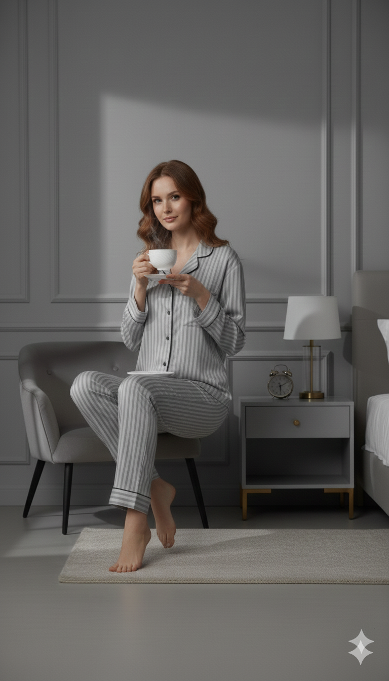 Digital Printed Button Down Night Suit - PNS-021