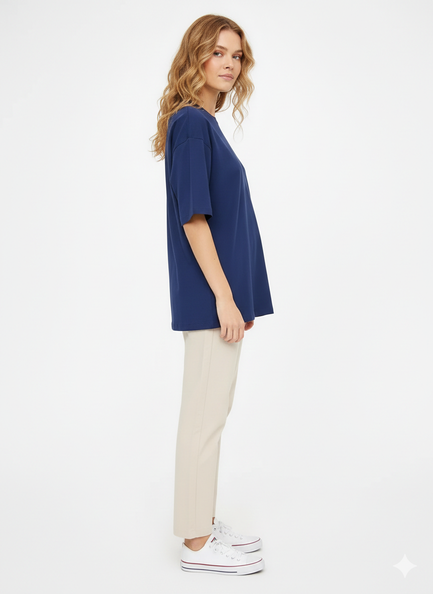 DROP SHOULDER T-SHIRT - NAVYBLUE