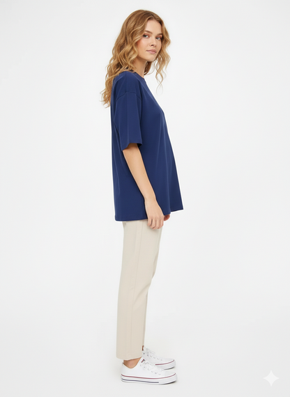 DROP SHOULDER T-SHIRT - NAVYBLUE