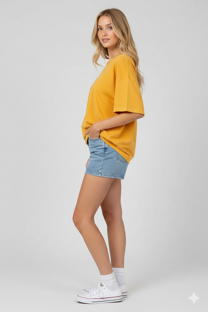 DROP SHOULDER T-SHIRT - MUSTARD