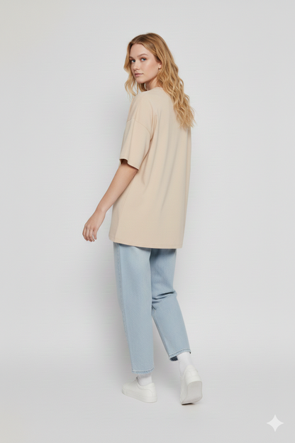 DROP SHOULDER T-SHIRT - BIEGE