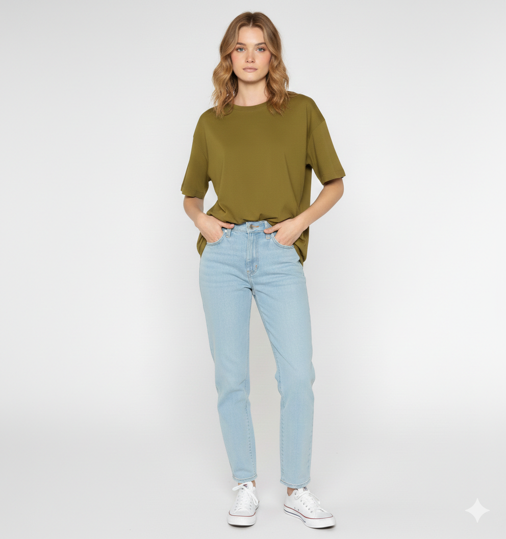 DROP SHOULDER T-SHIRT - OLIVE