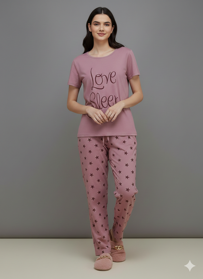 PINK LOVE SLEEP PRINTED NIGHT SUIT (Copy)