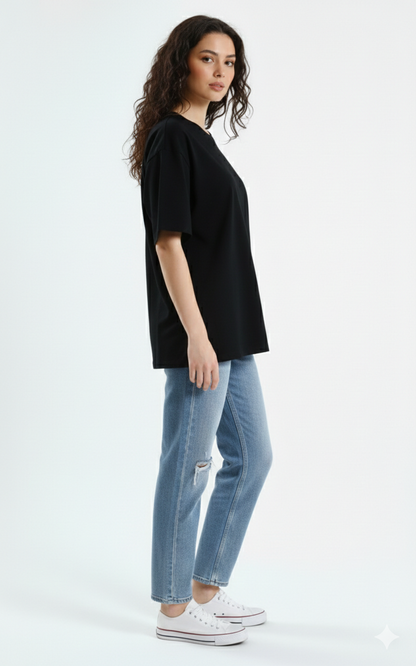 DROP SHOULDER T-SHIRT - BLACK