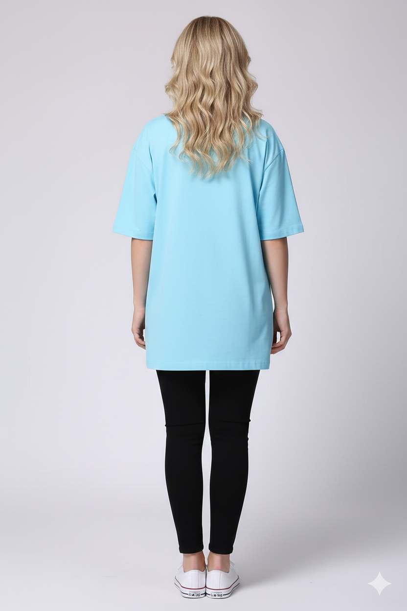 DROP SHOULDER T-SHIRT - SKYBLUE