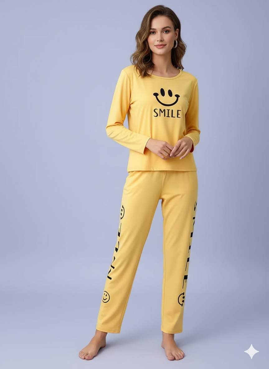 SUNNY SMILE PRINTED-YELLOW NIGHT SUIT