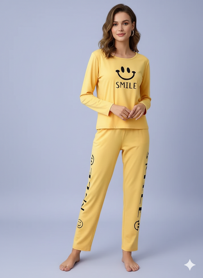 SUNNY SMILE PRINTED-YELLOW NIGHT SUIT