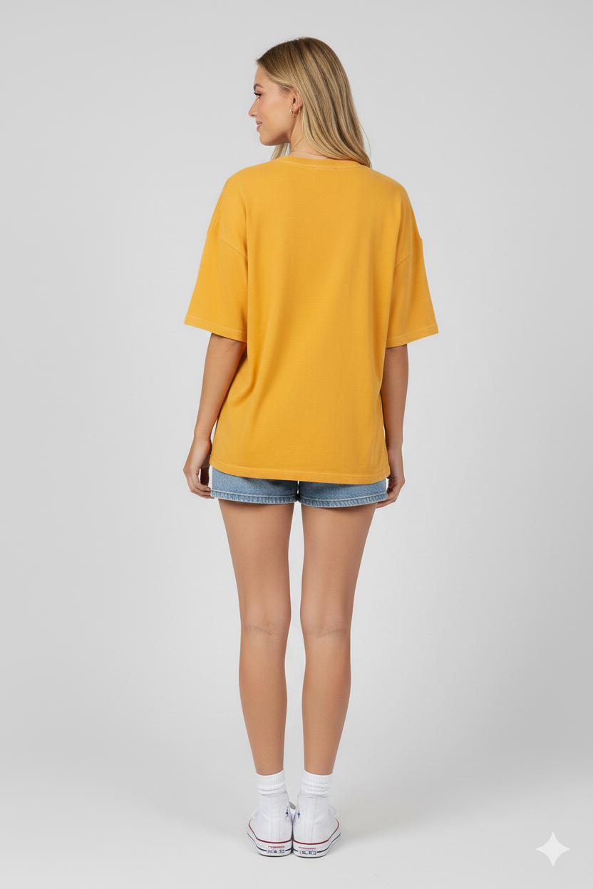 DROP SHOULDER T-SHIRT - MUSTARD