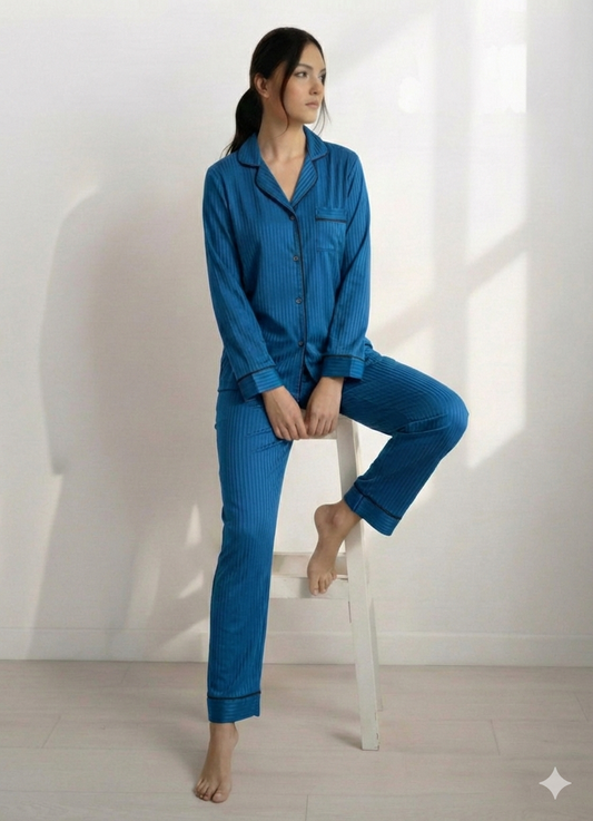 Digital Printed Button Down Night Suit - PNS-025