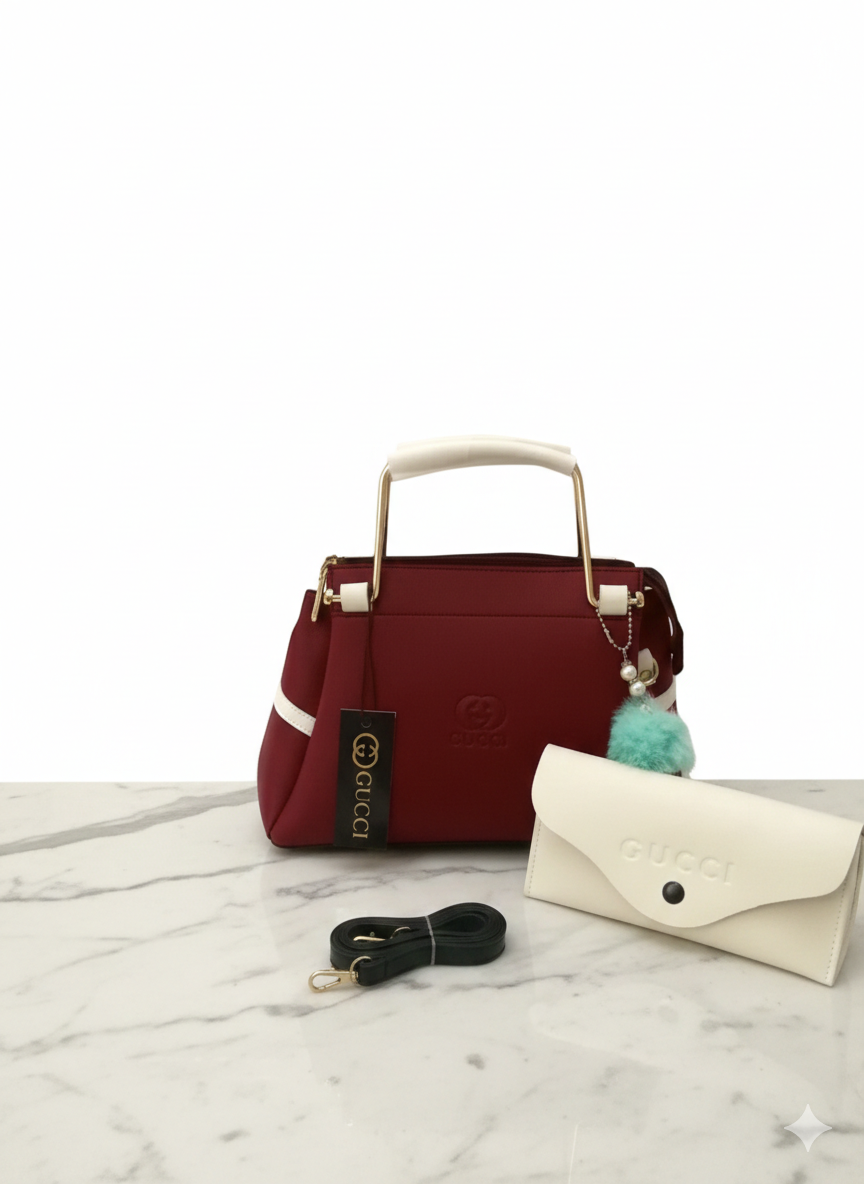 TWO TONE TRENDING BAGS WITH POUCH BAG