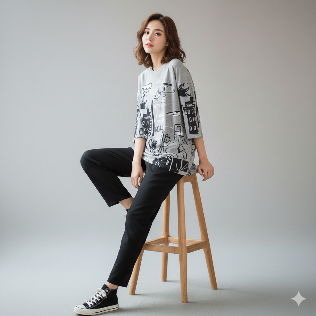 SR-PLANET PRINTED PJ SUIT - GREY