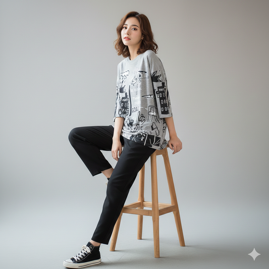 SR-PLANET PRINTED PJ SUIT - GREY