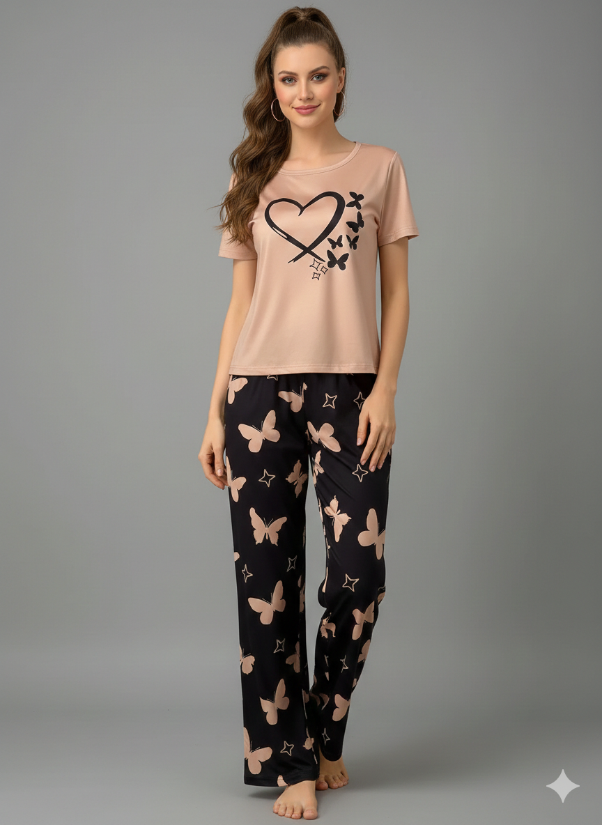 HEARTS AND BUTTERFLY NIGHT SUIT