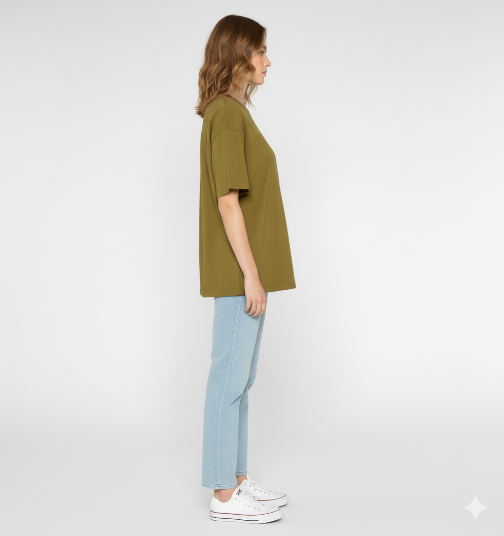 DROP SHOULDER T-SHIRT - OLIVE