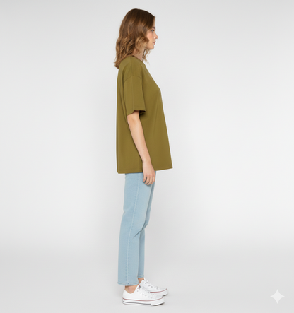 DROP SHOULDER T-SHIRT - OLIVE