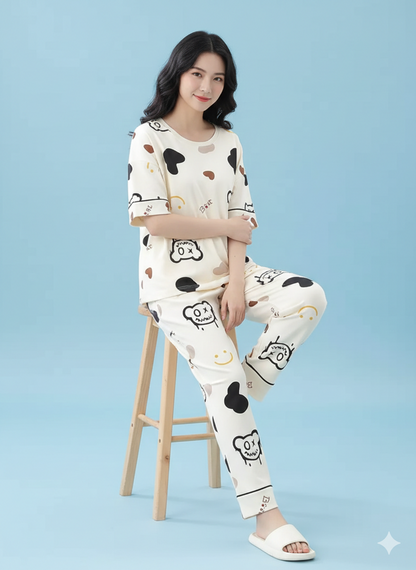 HAPPY DOODLES PRINTED NIGHT SUIT