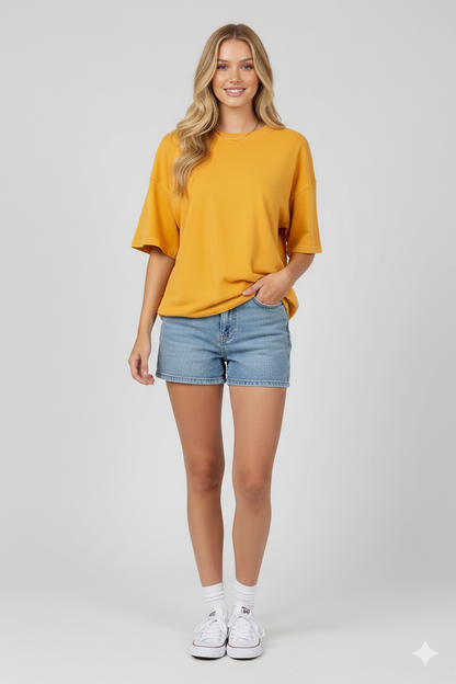 DROP SHOULDER T-SHIRT - MUSTARD