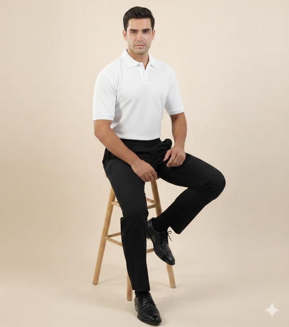 WAFFLE KNITTED POLO - WHITE