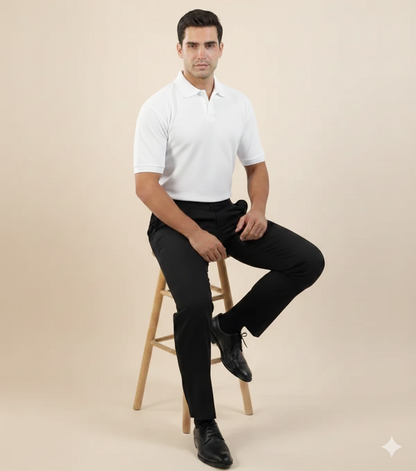 WAFFLE KNITTED POLO - WHITE