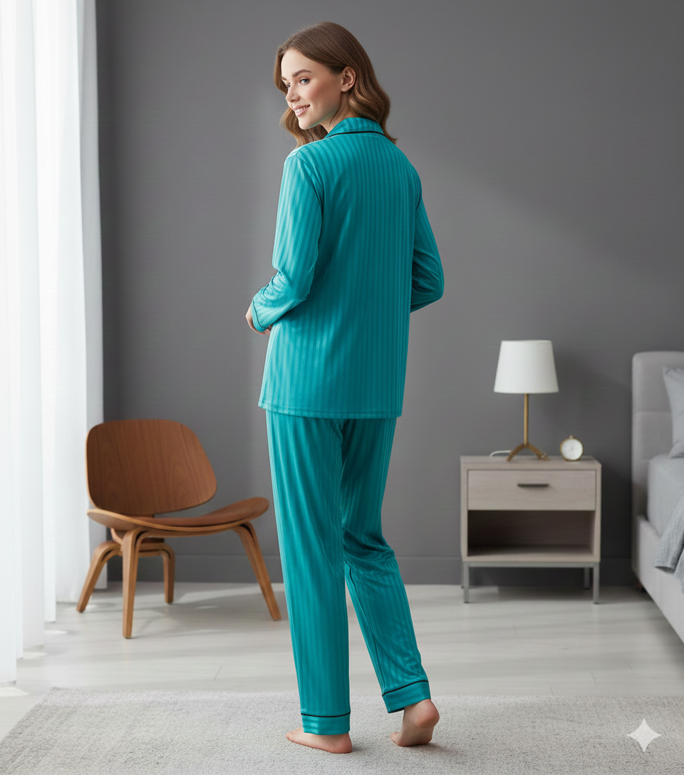 Digital Printed Button Down Night Suit - PNS-018