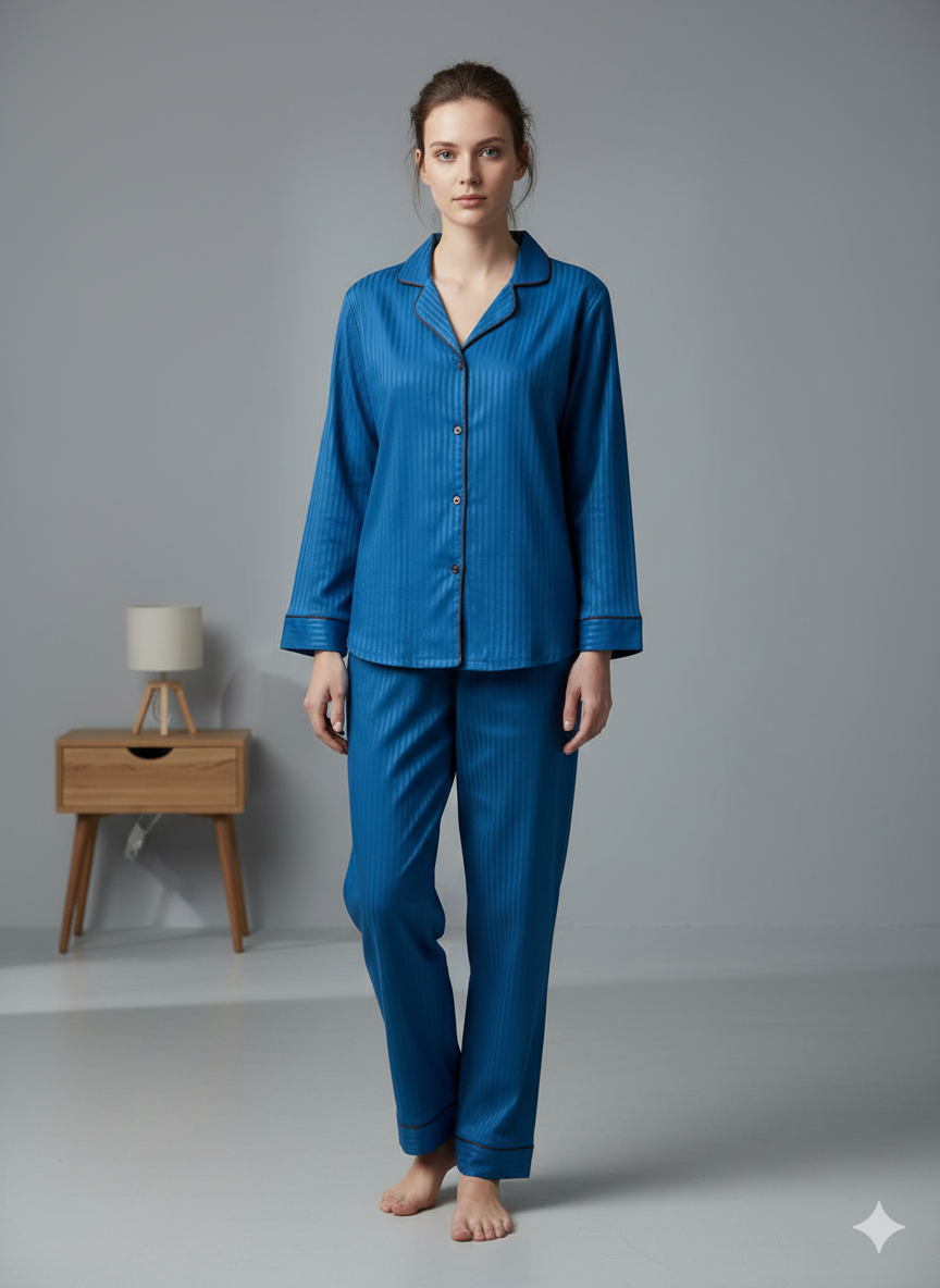 Digital-Printed Button Down Night Suit