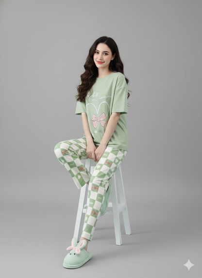 MINTY BUNNY DREAMS PRINTED NIGHT SUIT