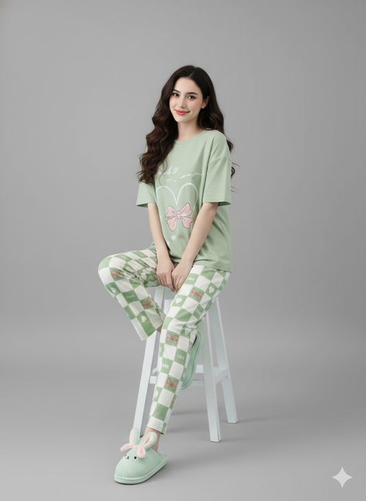 MINTY BUNNY DREAMS PRINTED NIGHT SUIT