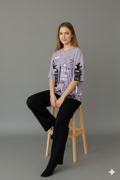 SR-PLANET PRINTED PJ SUIT - LILAC