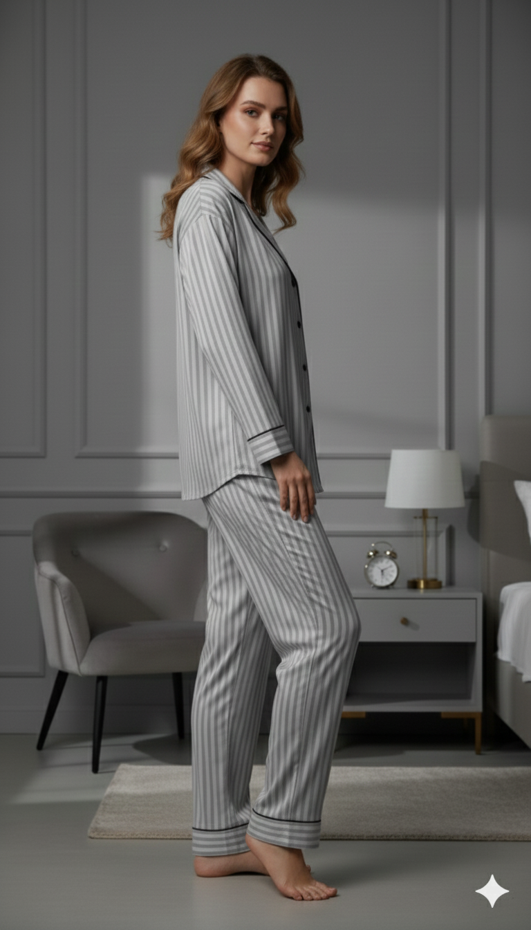 Digital Printed Button Down Night Suit - PNS-021