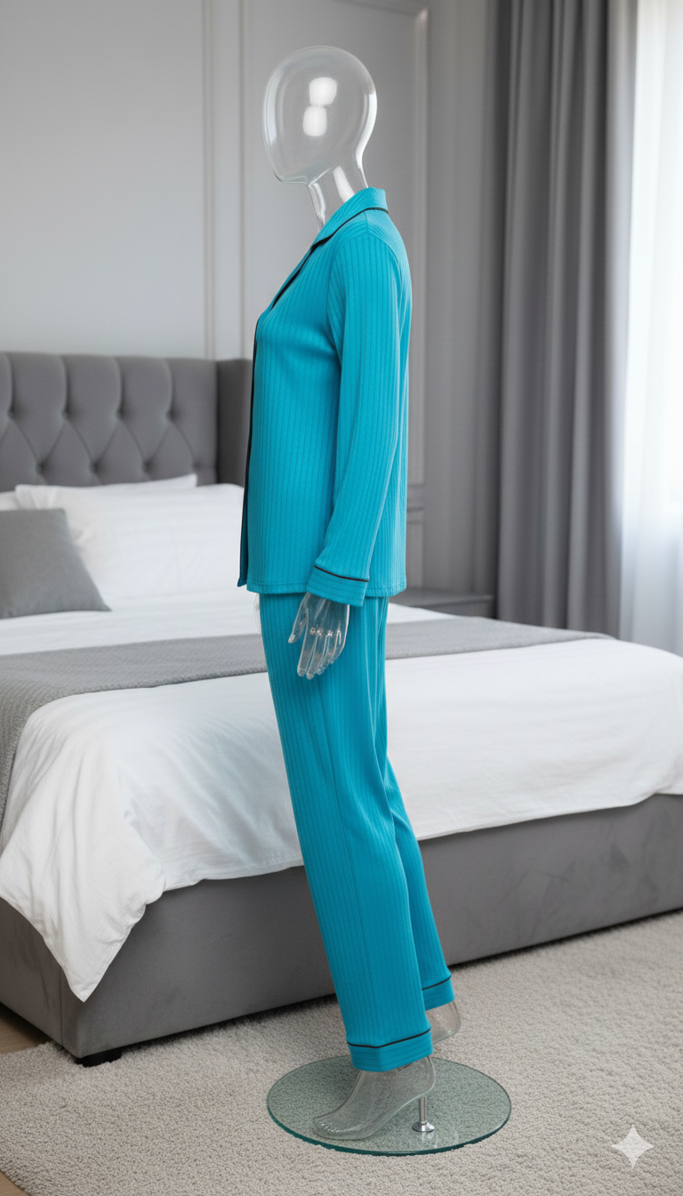 Digital Printed Button Down Night Suit - PNS-019